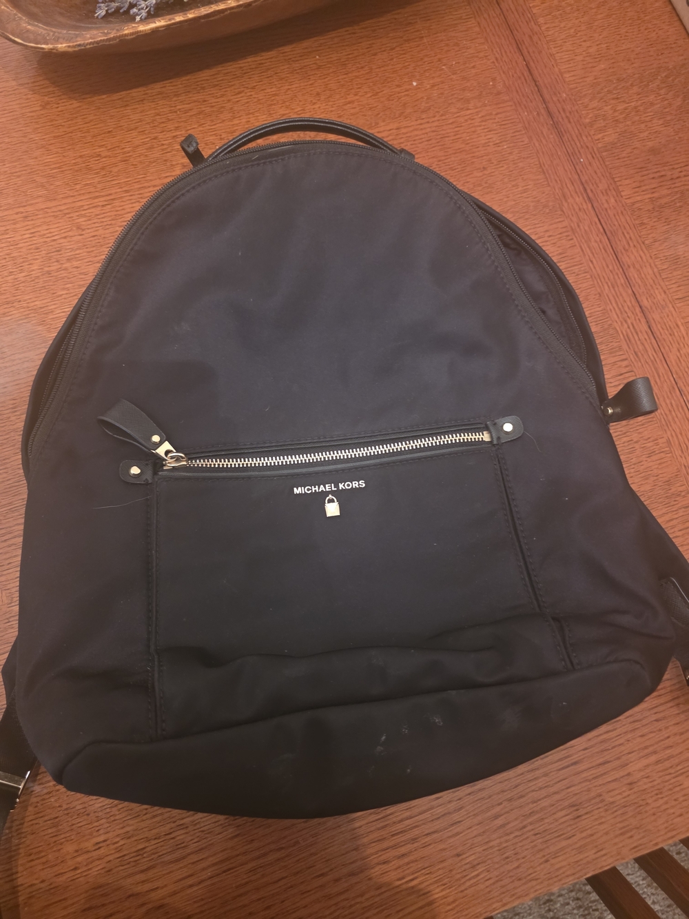 Michael Kors Black Nylon Backpack with Front Zip Pocket
